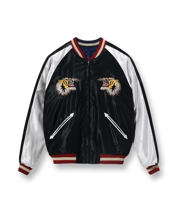 Lot No. TT15491-128 / Early 1950s Style Acetate Souvenir Jacket ��DRAGON HEAD�� �� ��ROARING TIGER��