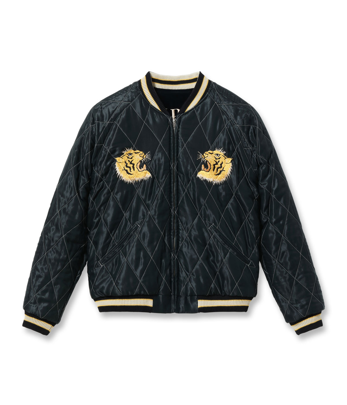 Lot No. TT15792-128 / Mid 1950s Style Velveteen Souvenir Jacket ROARING TIGER  JAPAN MAP