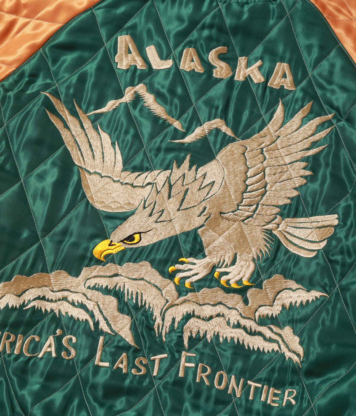 Lot No. TT15973-119 / Late 1950s Style Acetate Quilted Souvenir Jacket ��MOOSE�� �� ��ALASKAN EAGLE��