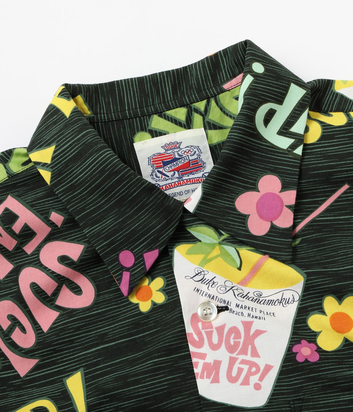 Lot No. DK39640 / DUKE KAHANAMOKU COTTON HAWAIIAN SHIRT ��SUCK EM UP!��