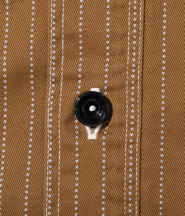 Lot No. SC28516 / FICTION ROMANCE 8.5oz. BROWN WABASH STRIPE WORK SHIRT (LONG SLEEVE)