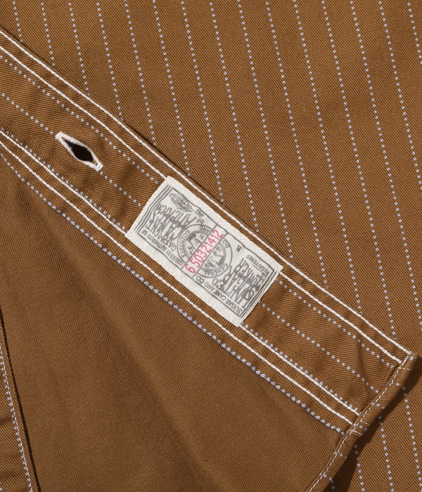 Lot No. SC28516 / FICTION ROMANCE 8.5oz. BROWN WABASH STRIPE WORK SHIRT (LONG SLEEVE)