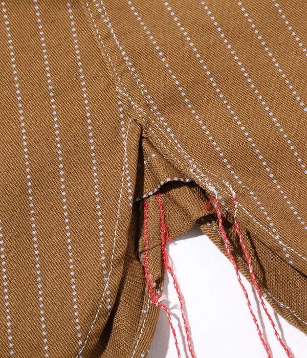 Lot No. SC28516 / FICTION ROMANCE 8.5oz. BROWN WABASH STRIPE WORK SHIRT (LONG SLEEVE)