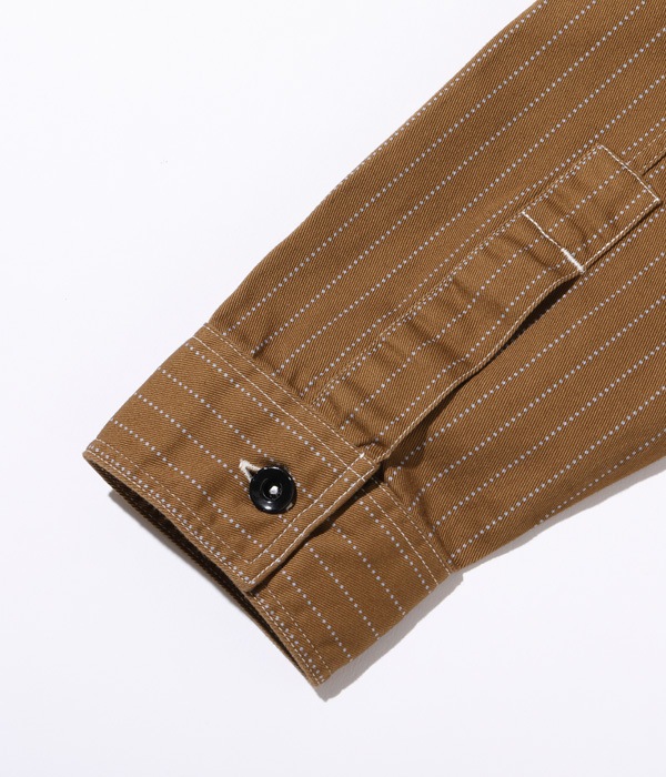 Lot No. SC28516 / FICTION ROMANCE 8.5oz. BROWN WABASH STRIPE WORK SHIRT (LONG SLEEVE)