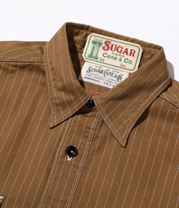 Lot No. SC28516 / FICTION ROMANCE 8.5oz. BROWN WABASH STRIPE WORK SHIRT (LONG SLEEVE)