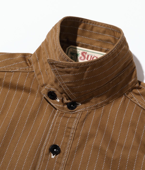 Lot No. SC28516 / FICTION ROMANCE 8.5oz. BROWN WABASH STRIPE WORK SHIRT (LONG SLEEVE)