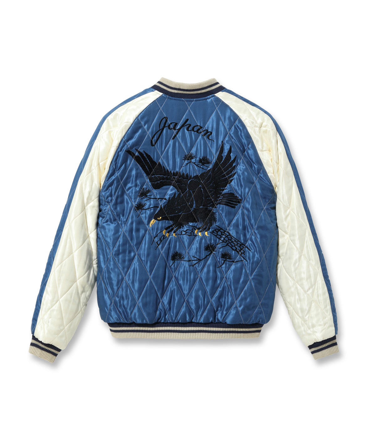 Lot No. TT15792-138 / Mid 1950s Style Velveteen Souvenir Jacket WHITE DRAGON  BLACK EAGLE