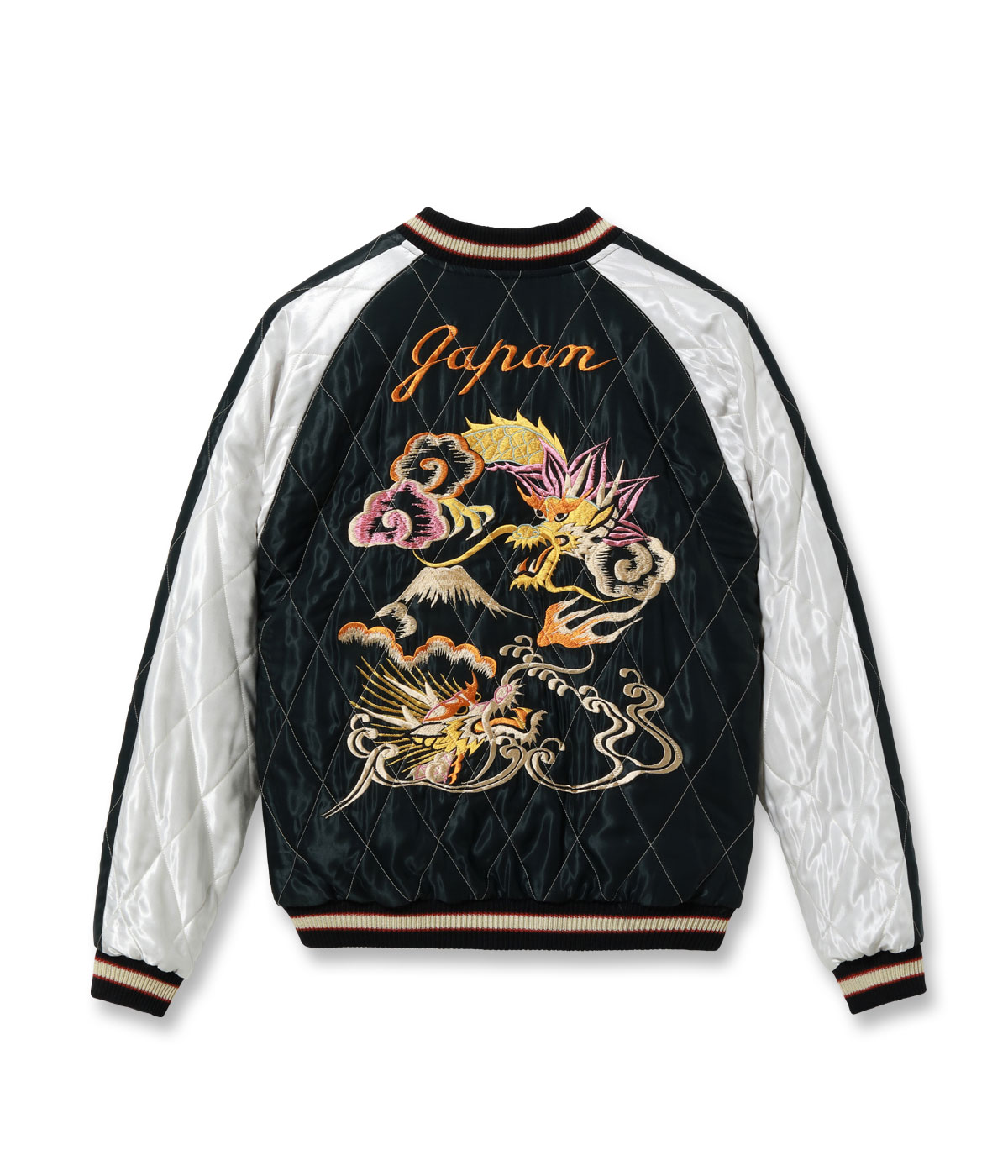 Lot No. TT15973-219 / Mid 1950s Style Acetate Quilted Souvenir Jacket ��WHITE TIGER�� �� ��DUELLING DRAGONS��