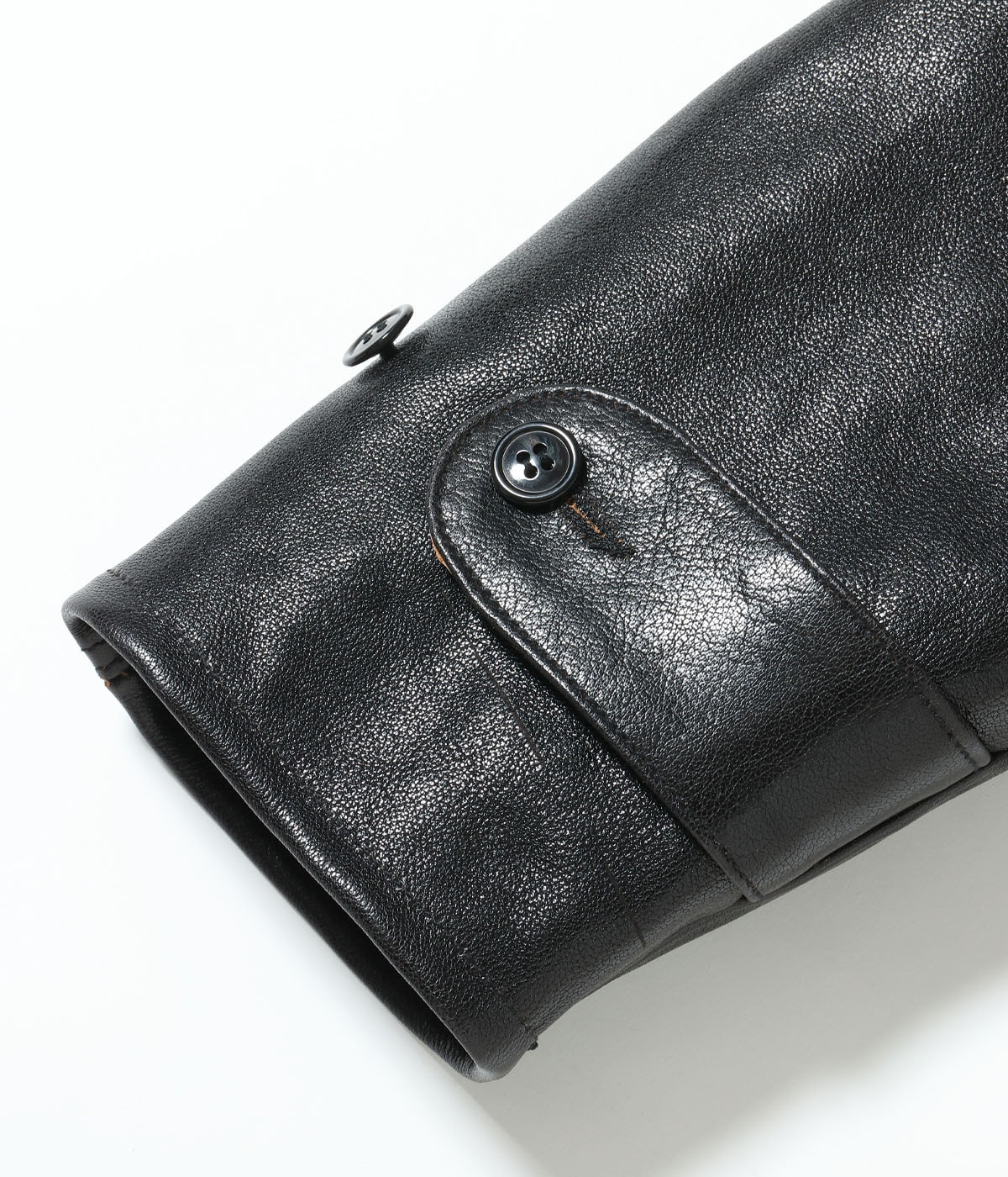 Lot No. BR80656 / WILLIAM GIBSON COLLECTION BLACK MACKINAW COAT BUFFALO HIDE