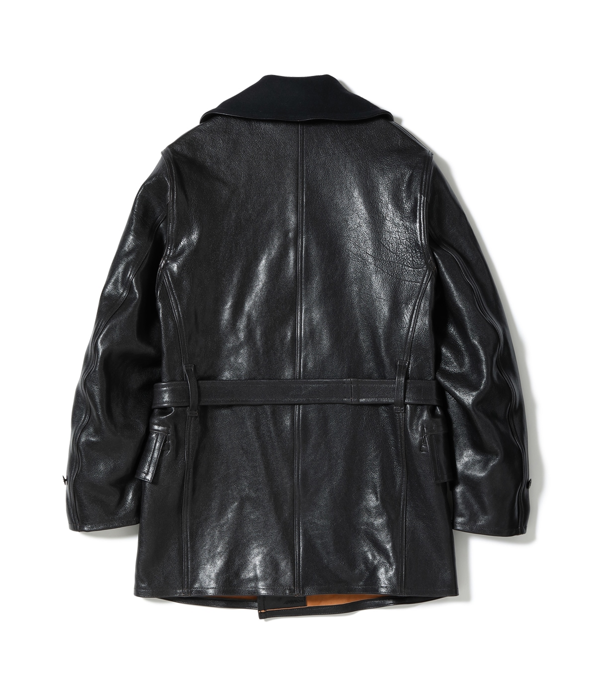 Lot No. BR80656 / WILLIAM GIBSON COLLECTION BLACK MACKINAW COAT BUFFALO HIDE