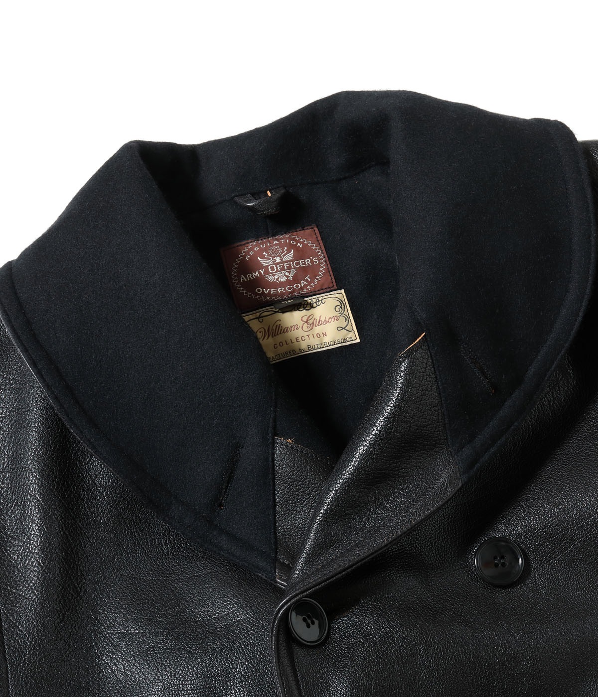 Lot No. BR80656 / WILLIAM GIBSON COLLECTION BLACK MACKINAW COAT BUFFALO HIDE