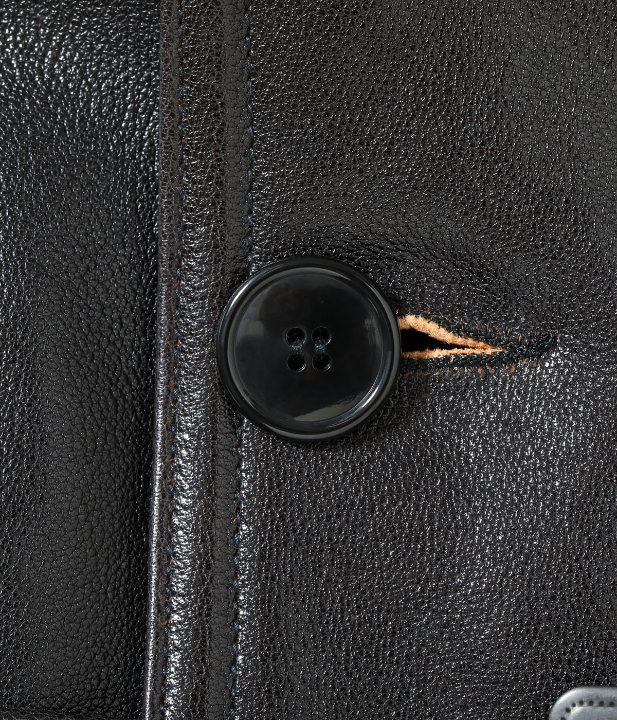 Lot No. BR80656 / WILLIAM GIBSON COLLECTION BLACK MACKINAW COAT BUFFALO HIDE