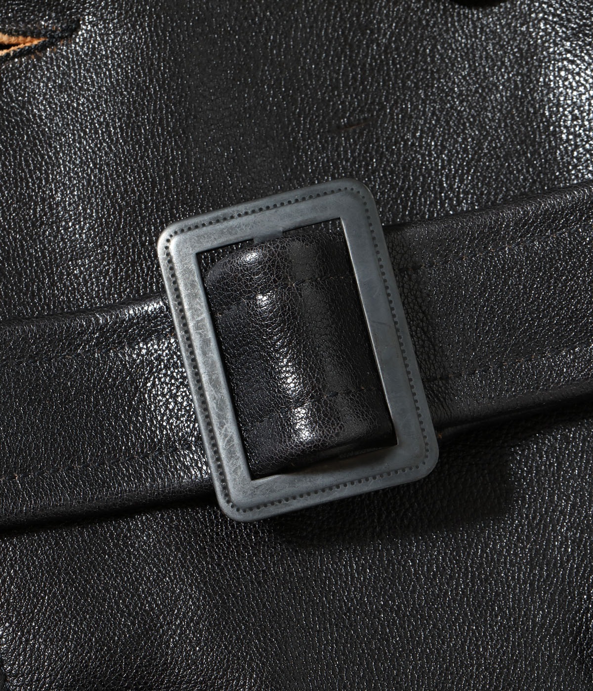 Lot No. BR80656 / WILLIAM GIBSON COLLECTION BLACK MACKINAW COAT BUFFALO HIDE