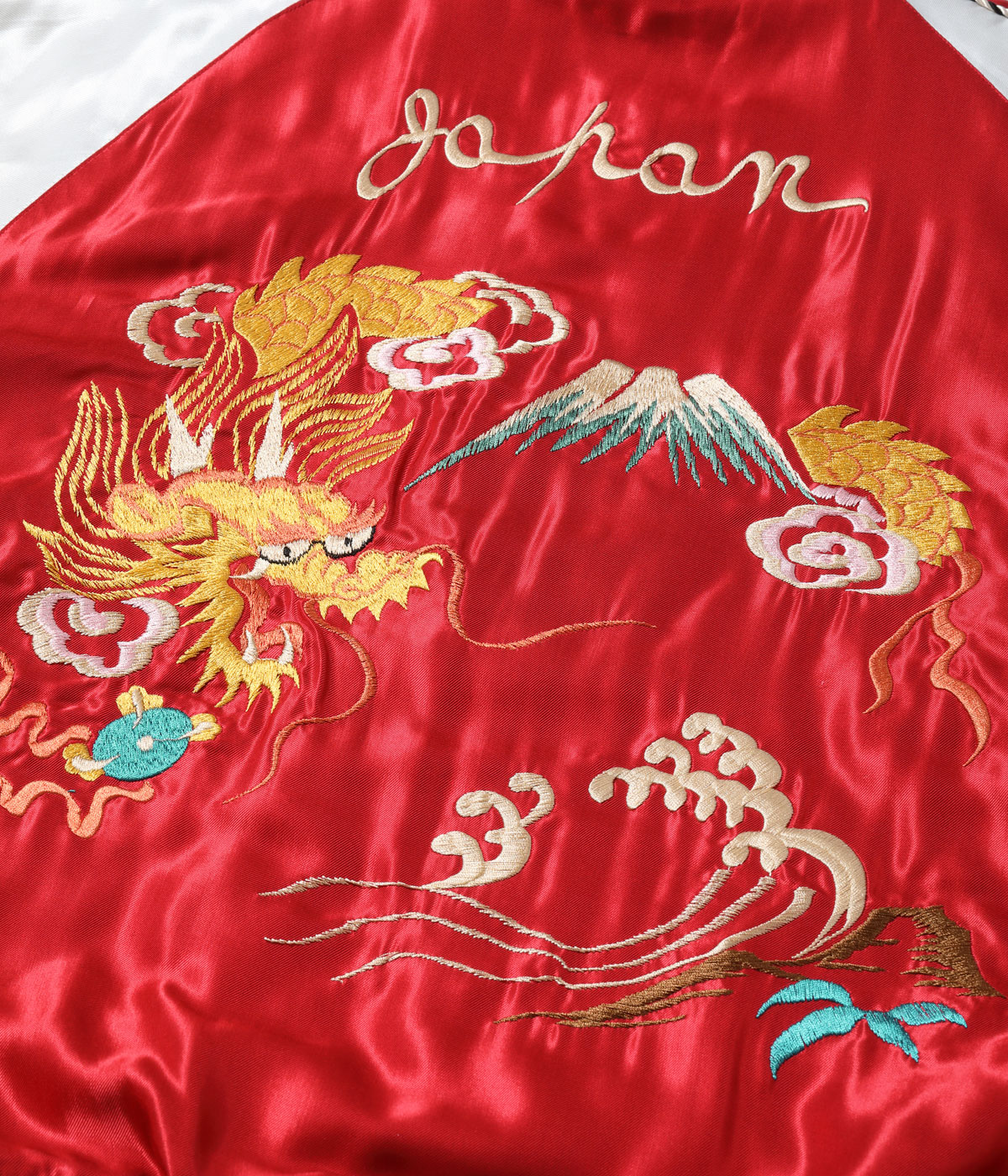 Lot No. TT15791-145 / Early 1950s Style Acetate Quilted Souvenir Jacket ��JAPAN MAP�� �� ��GOLD DRAGON��