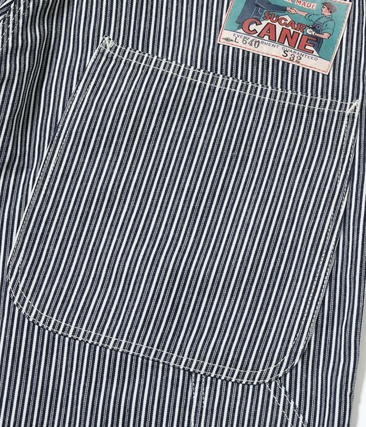 Lot No. SC52640 / FICTION ROMANCE 6oz. INDIGO STRIPE DOUBLE KNEE SHORTS