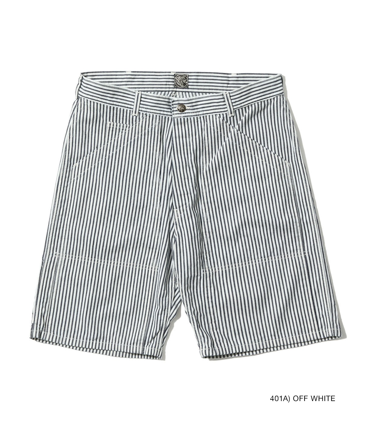 Lot No. SC52640 / FICTION ROMANCE 6oz. INDIGO STRIPE DOUBLE KNEE SHORTS