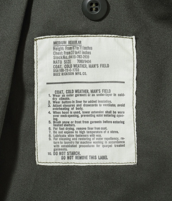 Lot No. BR14856 / Type M-65 3rd MODEL ��BUZZ RICKSON MFG. CO.��