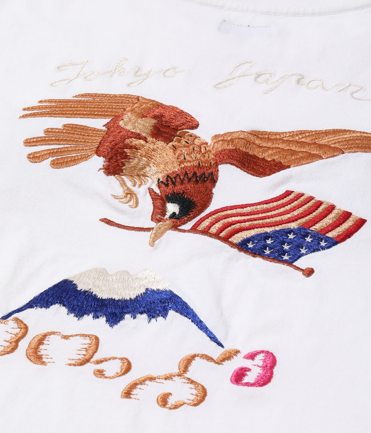 Lot No. TT79392 / SUKA T-SHIRT EMBROIDERED ��EAGLE & Mt. FUJI��