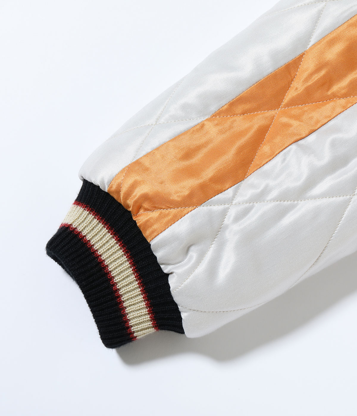 Lot No. TT15791-159 / Early 1950s Style Acetate Quilted Souvenir Jacket WHITE TIGER  LANDSCAPE