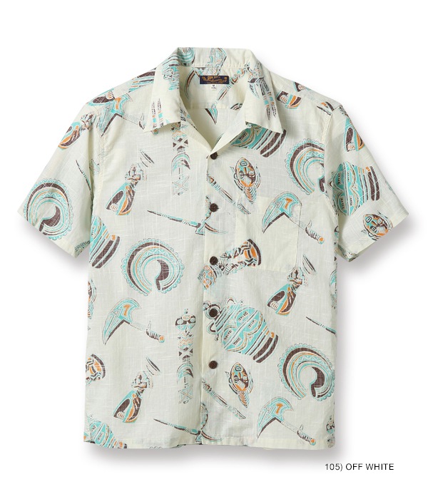 Lot No. SS38410 / COTTON LINEN SLUBYARN OPEN SHIRTS ��NATIVE MASKS��