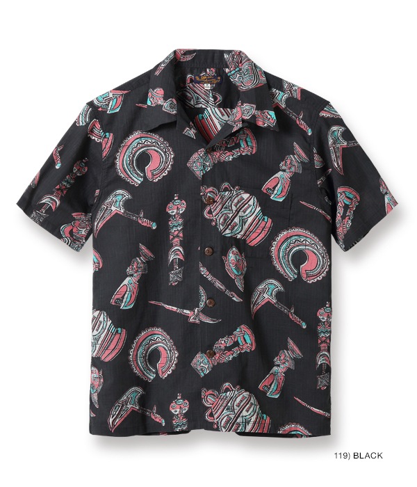 Lot No. SS38410 / COTTON LINEN SLUBYARN OPEN SHIRTS ��NATIVE MASKS��