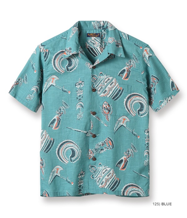 Lot No. SS38410 / COTTON LINEN SLUBYARN OPEN SHIRTS ��NATIVE MASKS��