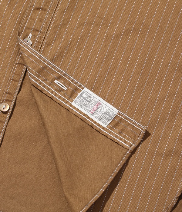 Lot No. SC38700 / FICTION ROMANCE 8.5oz. BROWN WABASH STRIPE WORK SHIRT (SHORT SLEEVE)