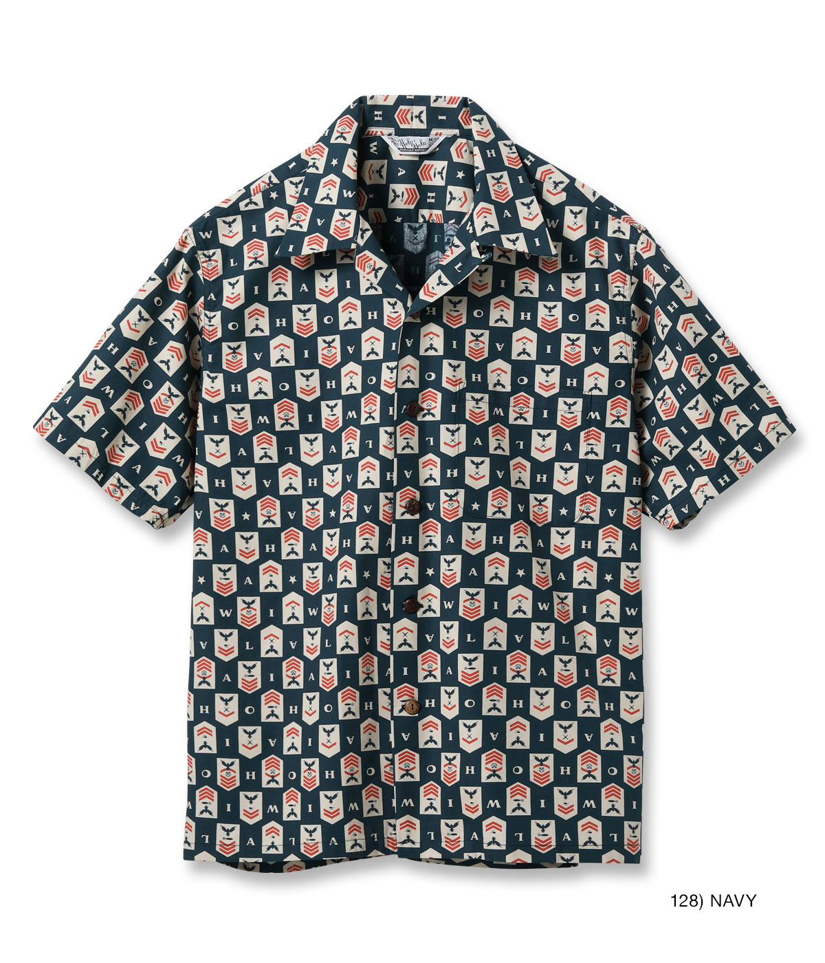Lot No. SS39697 / COTTON BROAD HAWAIIAN SHIRT ��NAVY'S CHEVRON��
