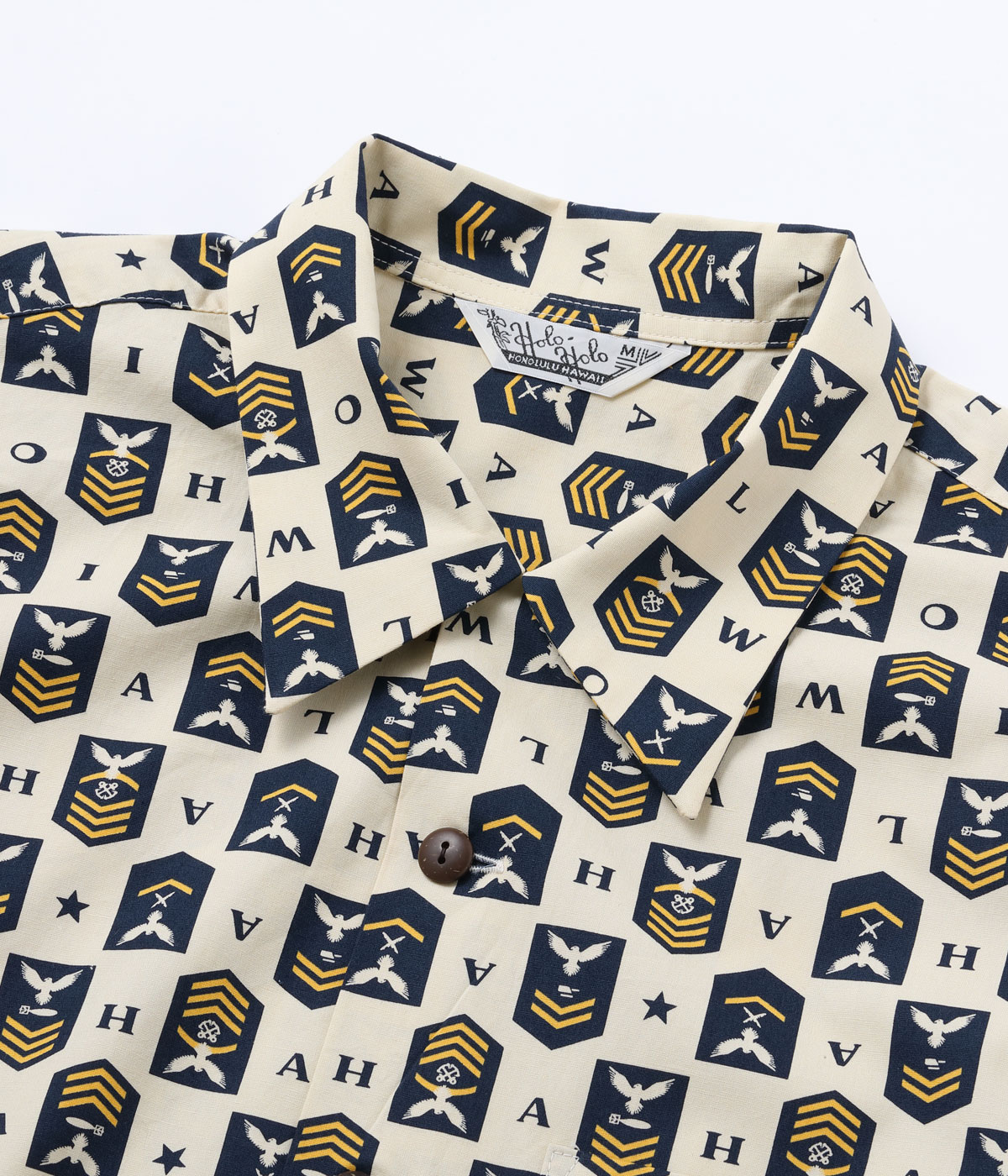 Lot No. SS39697 / COTTON BROAD HAWAIIAN SHIRT ��NAVY'S CHEVRON��