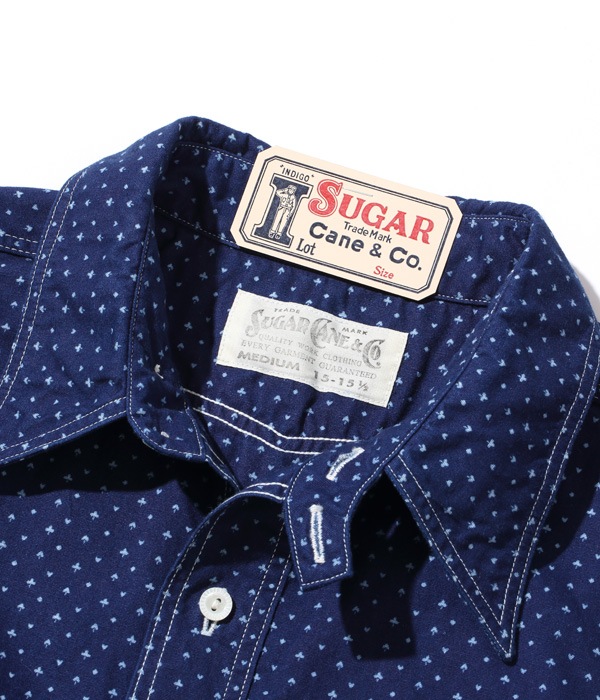 Lot No. SC38702 / FICTION ROMANCE 4.5oz. INDIGO "CASINO STRIPE" WORK SHIRT (SHORT SLEEVE)