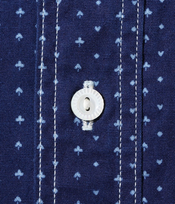 Lot No. SC38702 / FICTION ROMANCE 4.5oz. INDIGO "CASINO STRIPE" WORK SHIRT (SHORT SLEEVE)