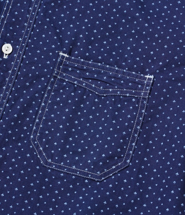 Lot No. SC38702 / FICTION ROMANCE 4.5oz. INDIGO "CASINO STRIPE" WORK SHIRT (SHORT SLEEVE)