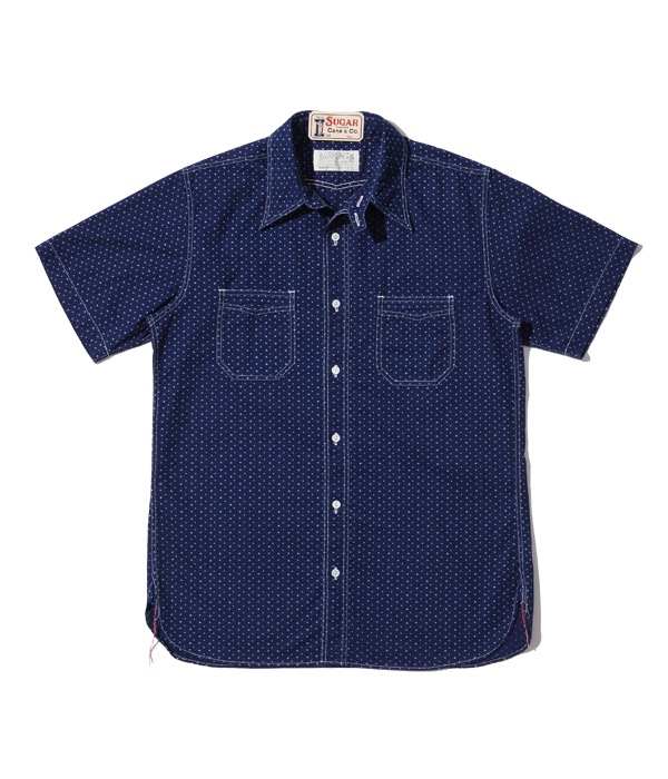 Lot No. SC38702 / FICTION ROMANCE 4.5oz. INDIGO "CASINO STRIPE" WORK SHIRT (SHORT SLEEVE)