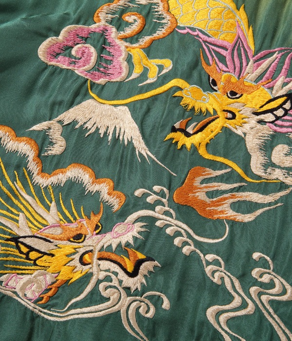 Lot No. TT14896-145 / Mid 1950s Style Acetate Souvenir Jacket ��DUELLING DRAGONS�� �� ��WHITE TIGER�� (AGING MODEL)