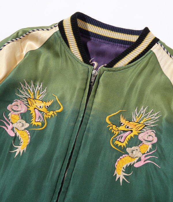 Lot No. TT14896-145 / Mid 1950s Style Acetate Souvenir Jacket ��DUELLING DRAGONS�� �� ��WHITE TIGER�� (AGING MODEL)