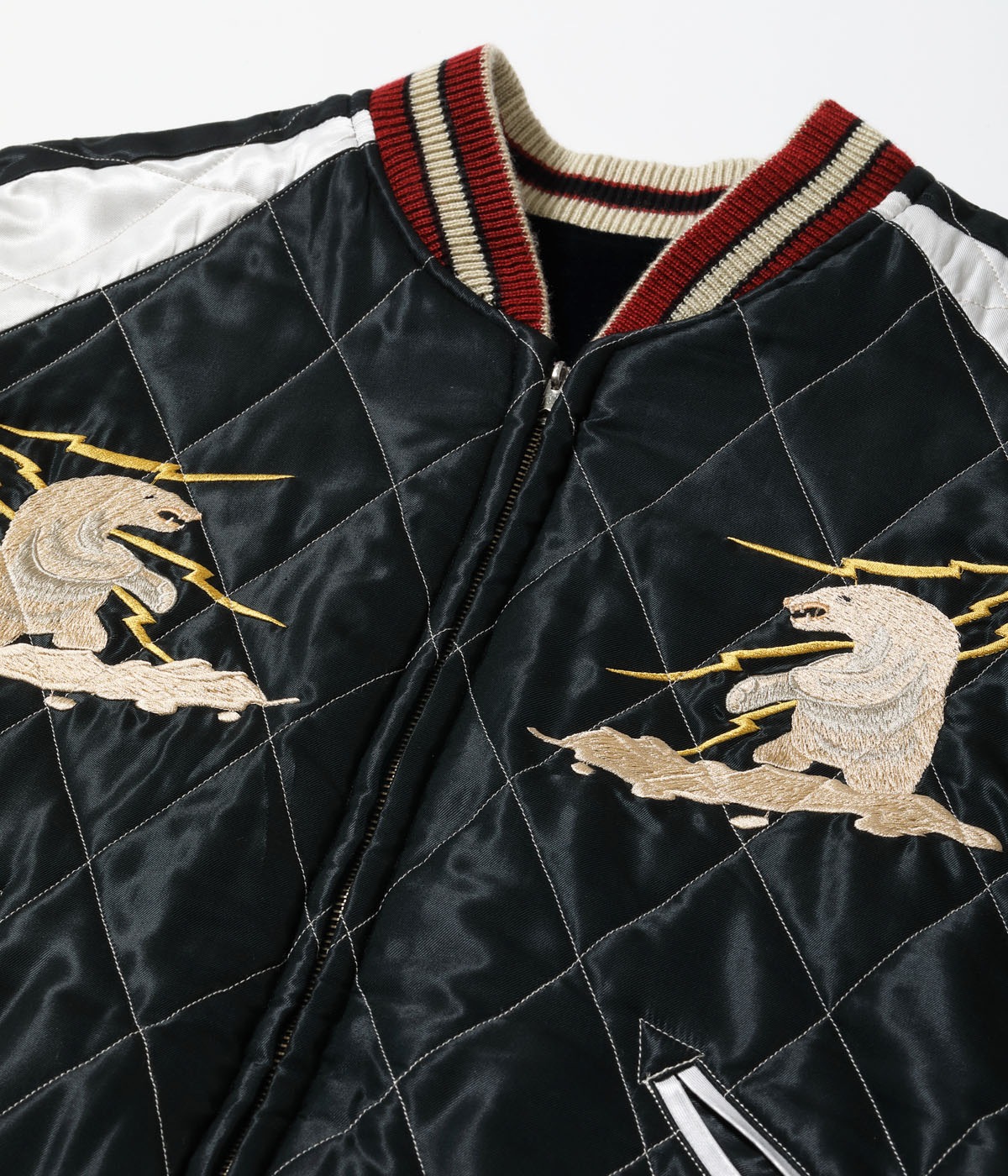 Lot No. TT15544-128 / Late 1950s Style Velveteen Souvenir Jacket MOUNTAIN GOAT  ALASKAN FLAG