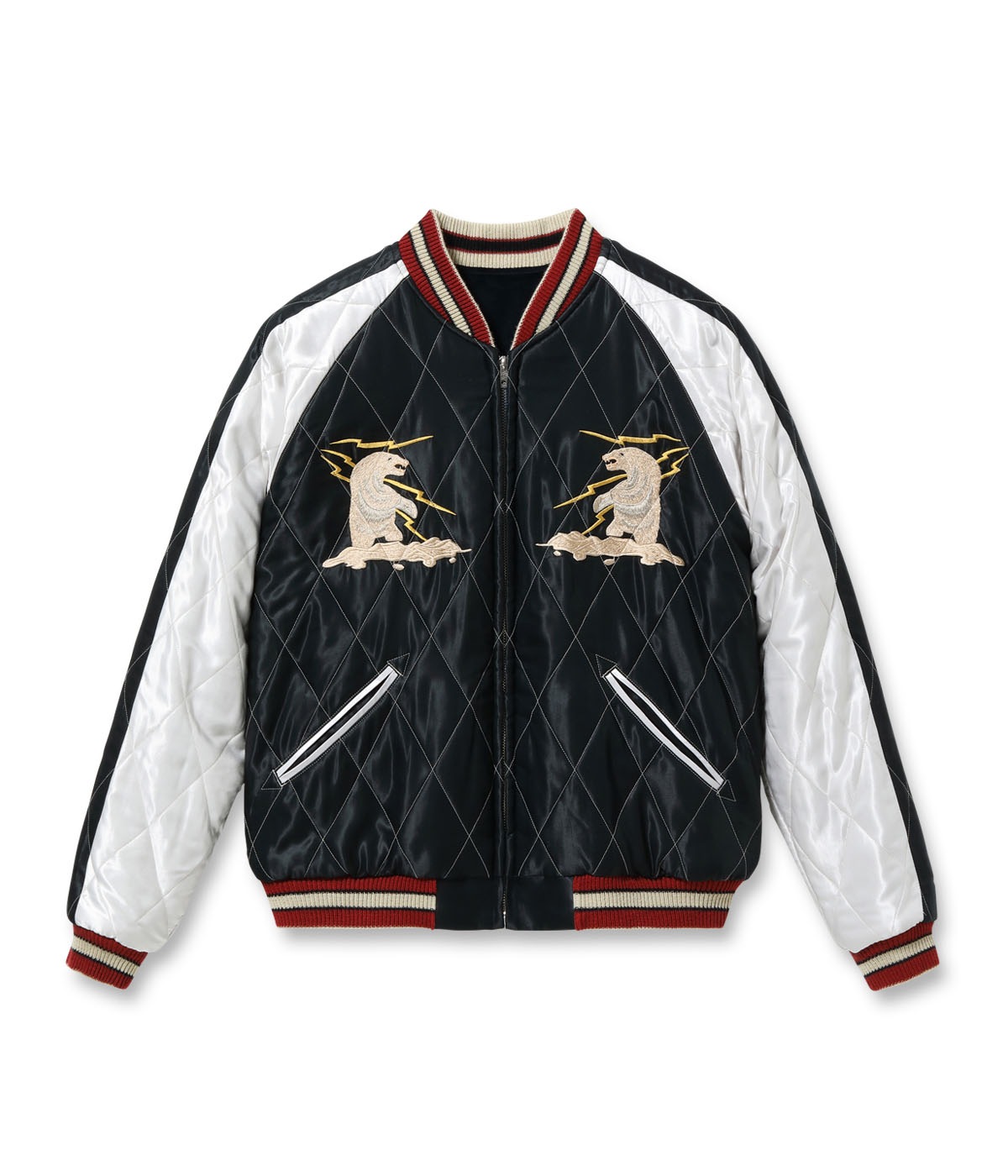 Lot No. TT15544-128 / Late 1950s Style Velveteen Souvenir Jacket MOUNTAIN GOAT  ALASKAN FLAG