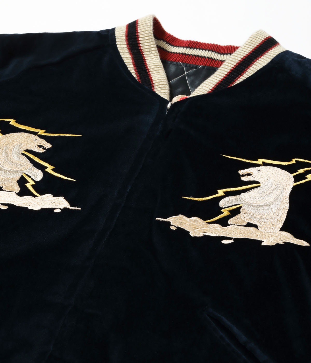 Lot No. TT15544-128 / Late 1950s Style Velveteen Souvenir Jacket MOUNTAIN GOAT  ALASKAN FLAG