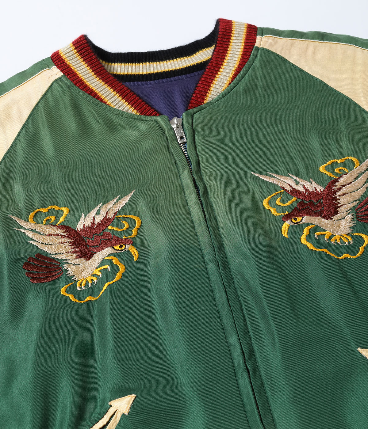 Lot No. TT15793-128 / Mid 1950s Style Acetate Souvenir Jacket SNAKE & SKULL  DRAGON HEAD (AGING MODEL)