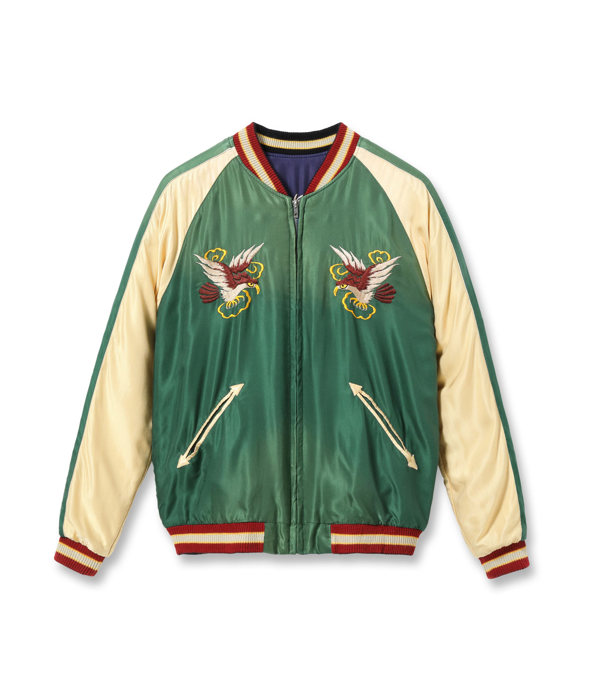 Lot No. TT15793-128 / Mid 1950s Style Acetate Souvenir Jacket SNAKE & SKULL  DRAGON HEAD (AGING MODEL)