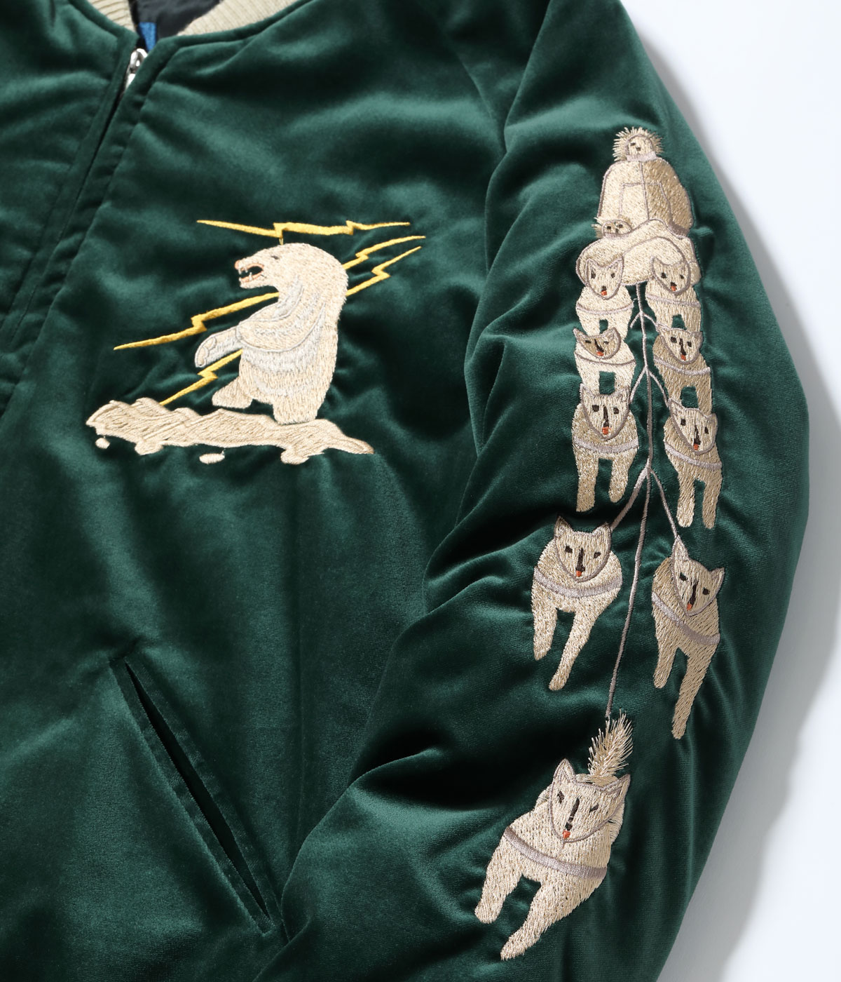 2026ǯ��������ͽ�� / Lot No. TT15974-145 / Late 1950s Style Velveteen Souvenir Jacket ��POLAR BEAR�� �� ��ALASKA MAP��