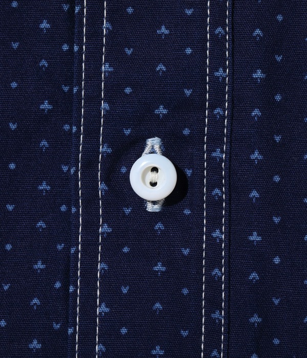 Lot No. SC28651 / FICTION ROMANCE 4.5oz. INDIGO "CASINO STRIPE" WORK SHIRT (LONG SLEEVE)