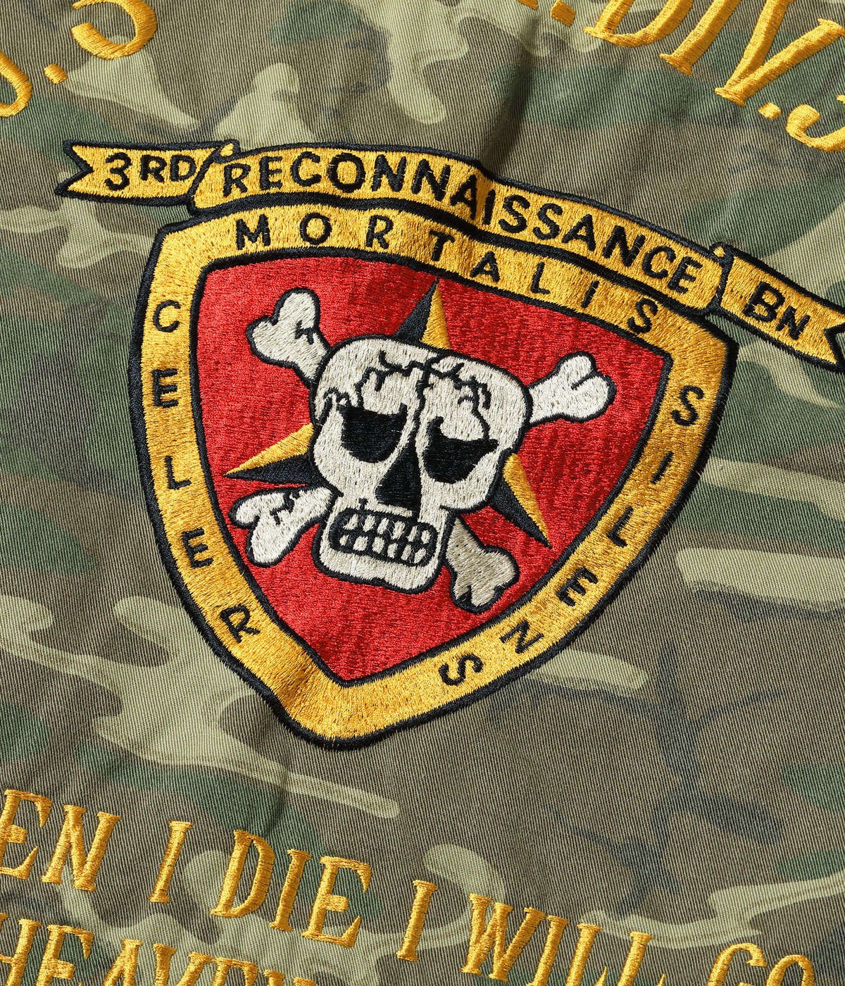 Lot No. BR15889 / TOUR JACKET ERDL CAMO U.S. MARINE CORPS 3rd MAR. DIV. 3rd TKS. BN