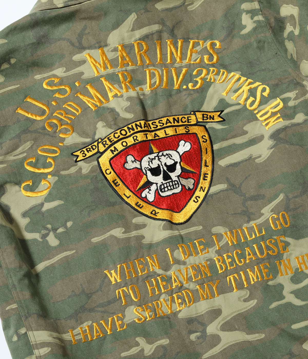 Lot No. BR15889 / TOUR JACKET ERDL CAMO U.S. MARINE CORPS 3rd MAR. DIV. 3rd TKS. BN
