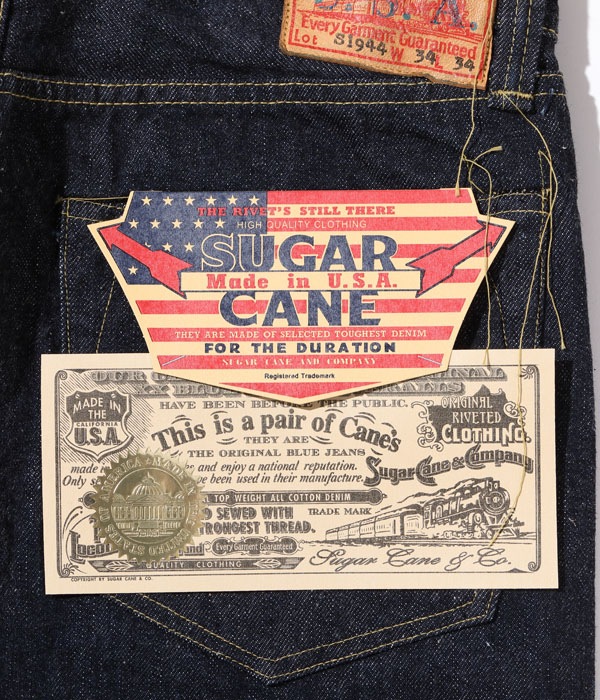 Lot No. SC41944US / SUGAR CANE Made in USA 13oz. BLUE DENIM WAIST OVERALLS S1944 MODEL