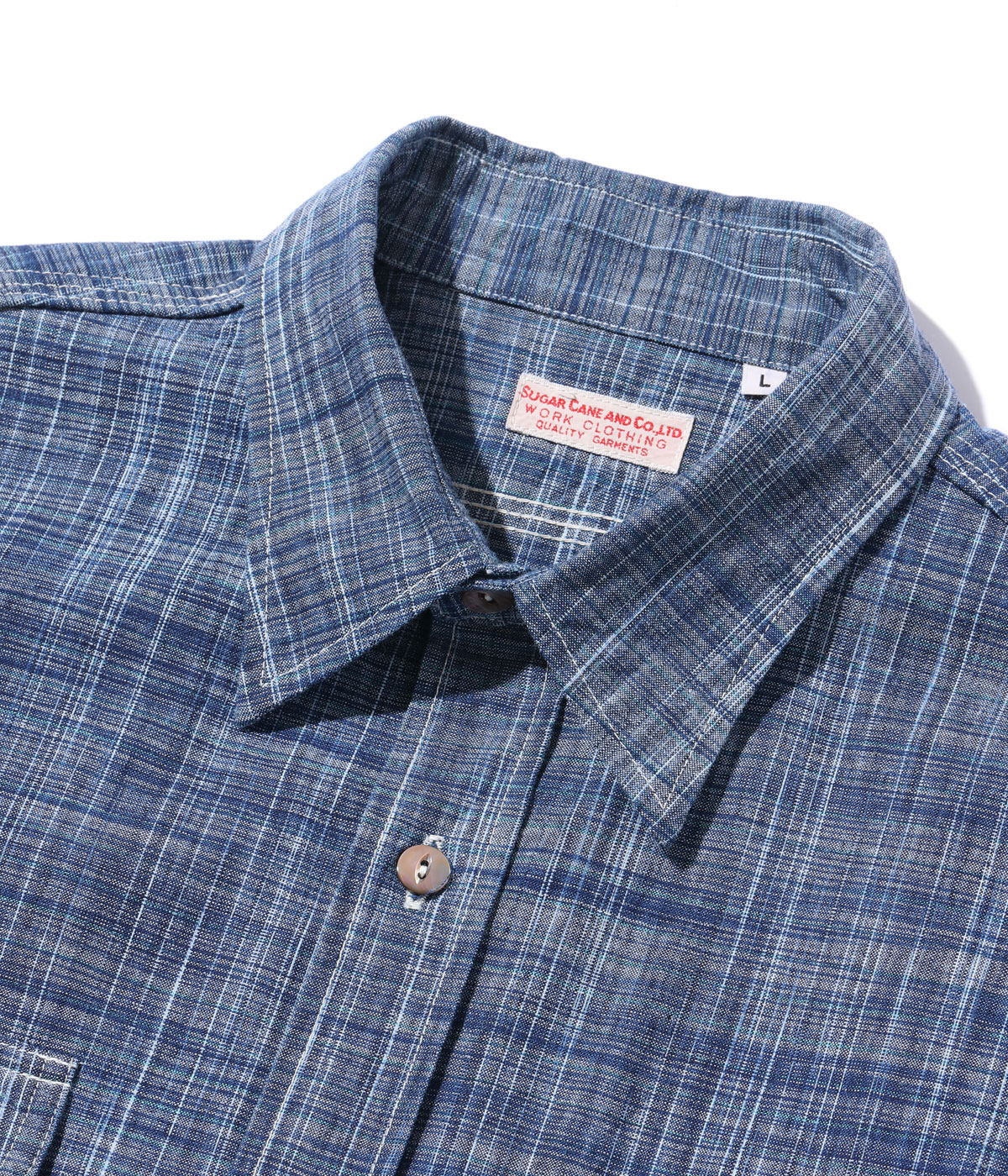 Lot No. SC29264 / FICTION ROMANCE 6.9oz. INDIGO KASURI WORK SHIRT
