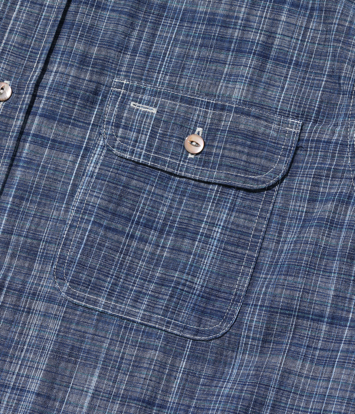 Lot No. SC29264 / FICTION ROMANCE 6.9oz. INDIGO KASURI WORK SHIRT