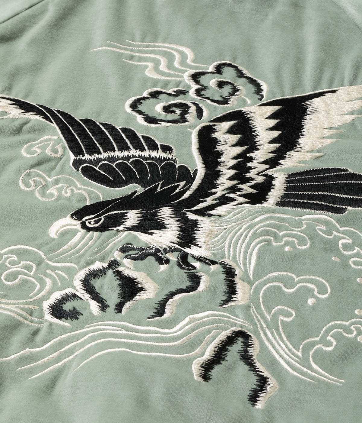 Lot No. TT15544-141 / Mid 1950s Style Velveteen Souvenir Jacket ��BLACK EAGLE�� �� ��JAPAN MAP��