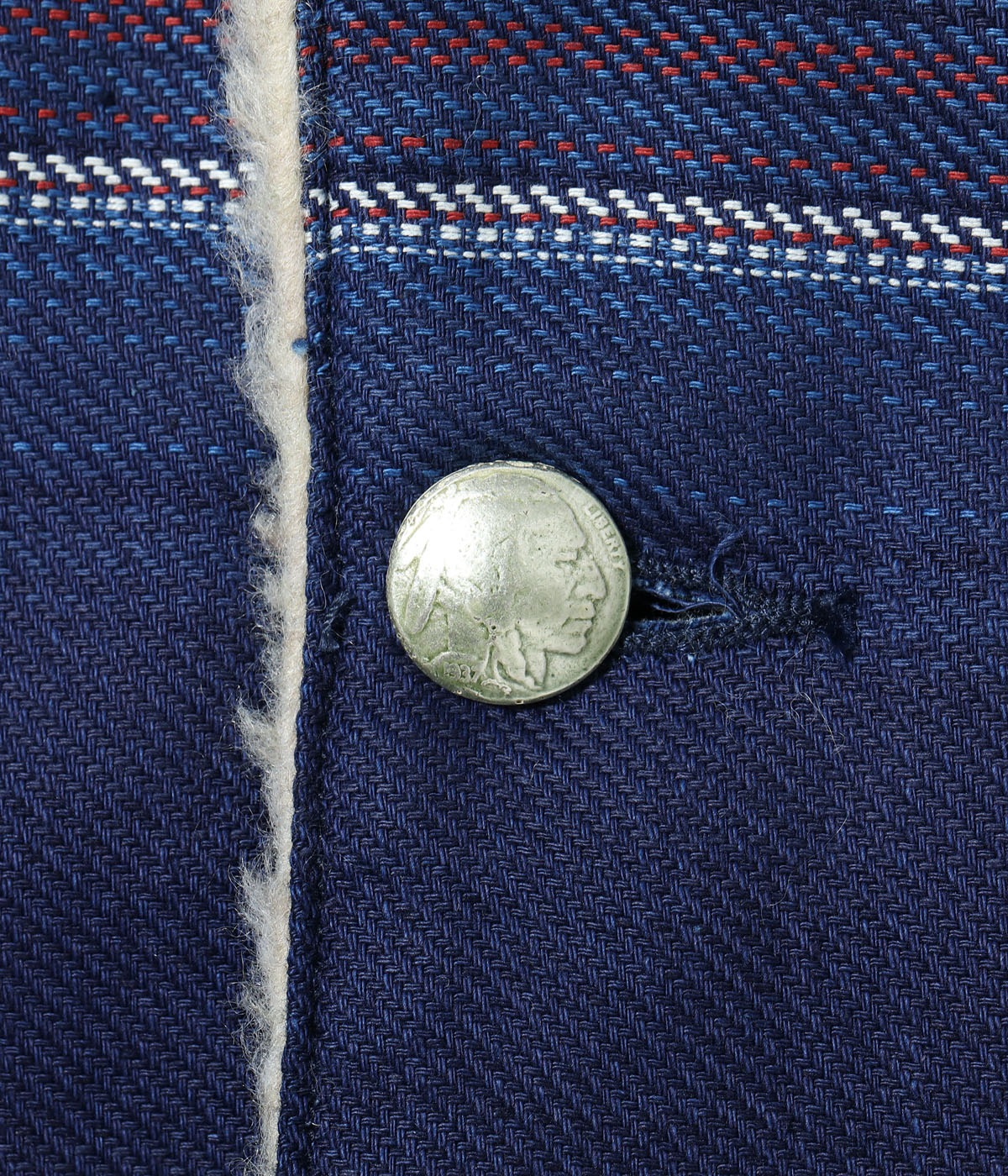 Lot No. SC15828 / NATIVE AMERICAN INDIGO DOBBY WORK VEST BOA LINING