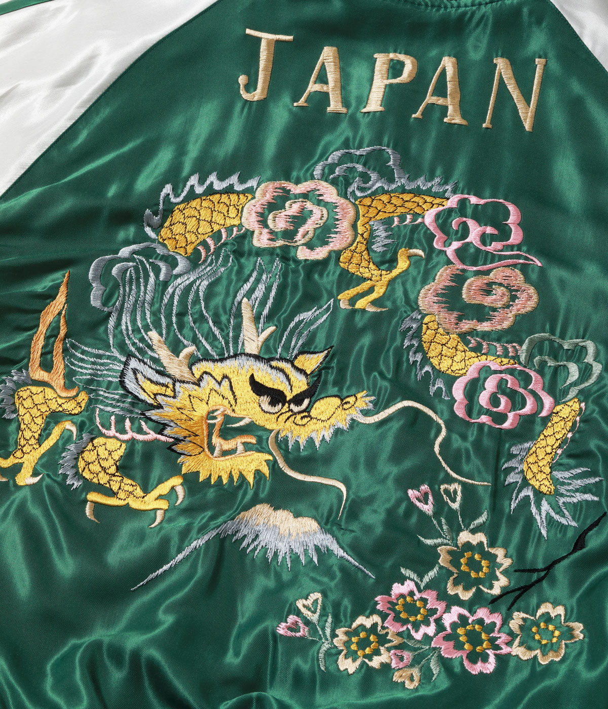 Lot No. TT15975-119 / Mid 1950s Style Velveteen (Two-tone) �� Acetate Souvenir Jacket ��WHITE TIGER�� �� ��GOLD DRAGON��